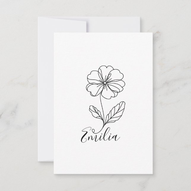 Personalised name February primrose Birth Flower Thank You Card (Front)
