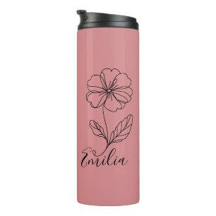 Personalised name February primrose Birth Flower Thermal Tumbler