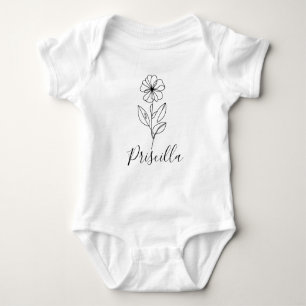 Personalised name February violet Birth Flower Baby Bodysuit