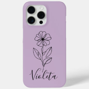 Personalised name February violet Birth Flower iPhone 15 Pro Max Case