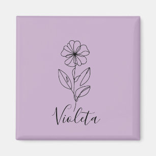 Personalised name February violet Birth Flower Magnet