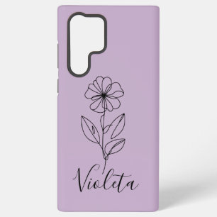 Personalised name February violet Birth Flower Samsung Galaxy Case