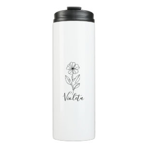 Personalised name February violet Birth Flower Thermal Tumbler