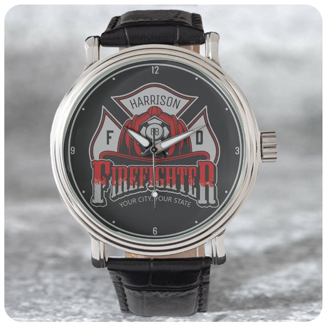 Personalised NAME Firefighter Helmet Fire Rescue Watch (Creator Uploaded)