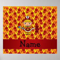 Personalised name fireman flames pattern