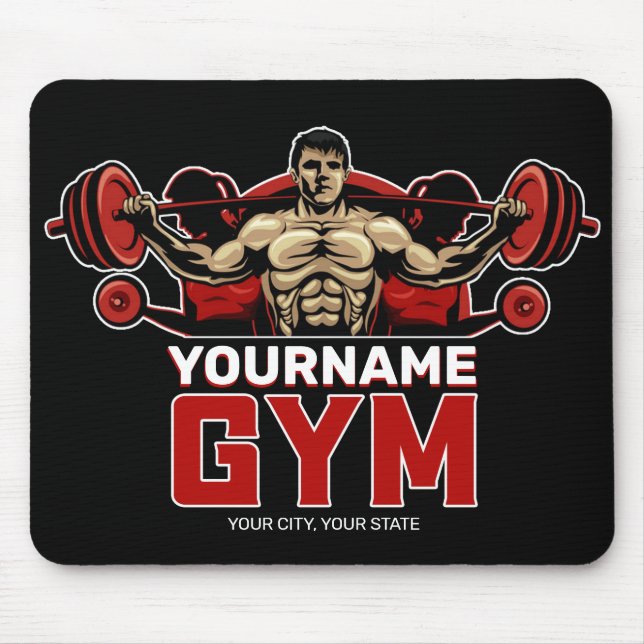 Personalised NAME Fitness Home GYM Weight Lifting  Mouse Pad (Front)