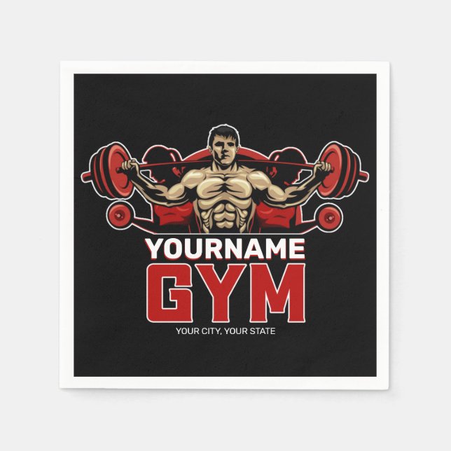 Personalised NAME Fitness Home GYM Weight Lifting  Napkin (Front)