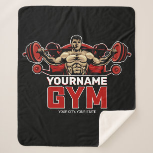 Personalised NAME Fitness Home GYM Weight Lifting Sherpa Blanket