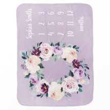 Personalised Name Floral Baby Girl Month Milestone
