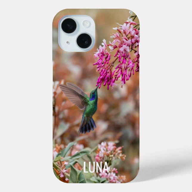 Personalised name floral birds phone case  (Back)