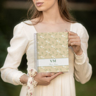 personalised name floral pattern monogram elegant notebook