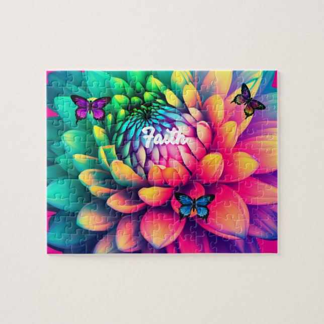 Personalised name Flower  Jigsaw Puzzle (Horizontal)