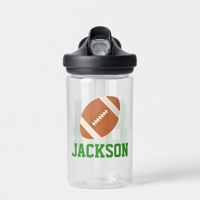 Personalised Name Football Jersey Number Water Bottle (Front)