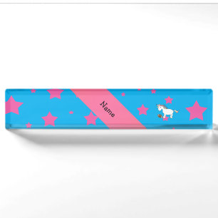 Personalised name football unicorn stars nameplate