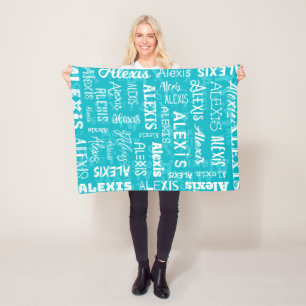 Personalised Name for Alexis Teal Fleece Blanket