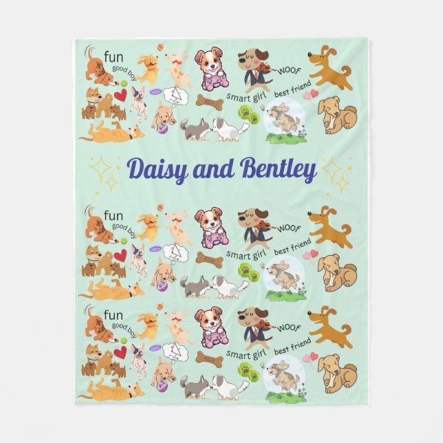 Personalised Name for Child & Pet Fleece Blanket (Front)