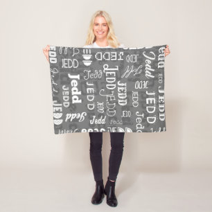 Personalised Name for Jedd Grey Fleece Blanket