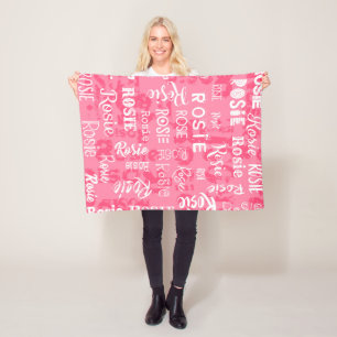 Personalised Name for Rosie Pink Fleece Blanket