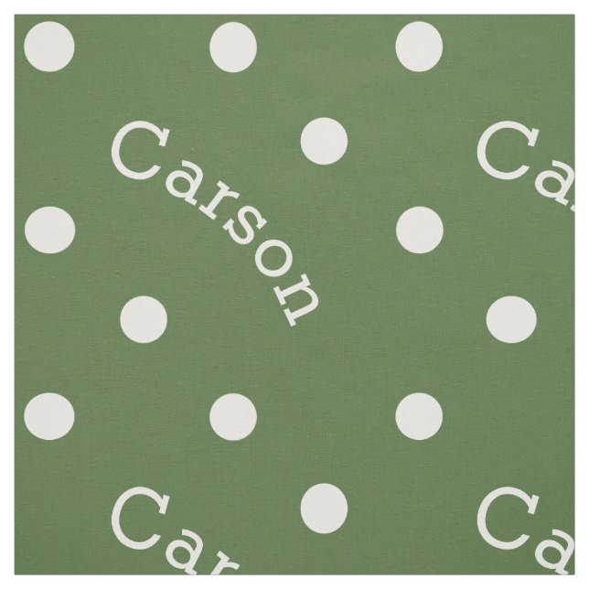 Personalised Name Forest Tree Green Polka Dot Fabric (Swatch)