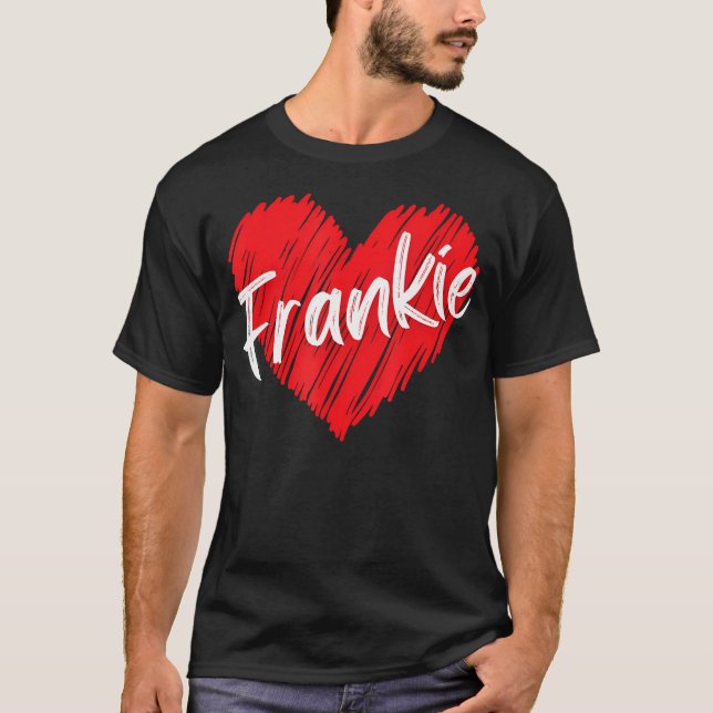 Personalised Name Frankie I Love Frankie Heart Vin T-Shirt (Front)