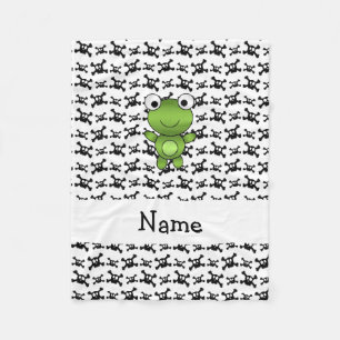Personalised name frog skulls pattern fleece blanket