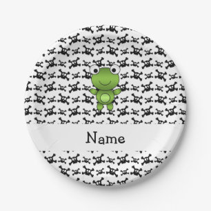 Personalised name frog skulls pattern paper plate