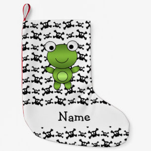 Personalised name frog skulls pattern small christmas stocking