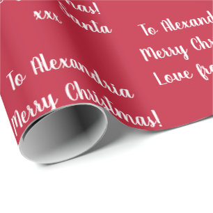 Personalised Name From Santa Christmas Red Wrapping Paper