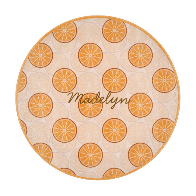 Personalised name fruit orange brown Cutting Board (Front)