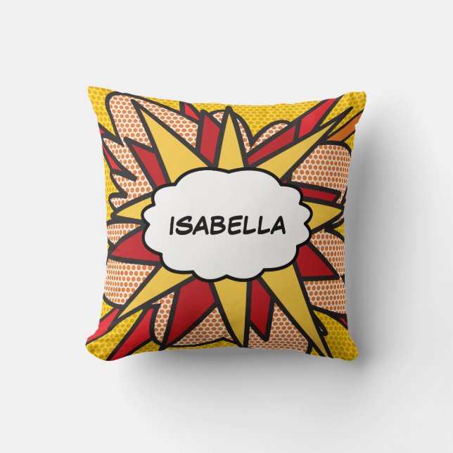 Personalised Name Fun Modern Cool Comic Book Cushion (Front)