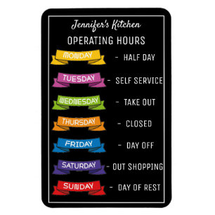 Personalised Name funny kitchen operating hours  M Magnet