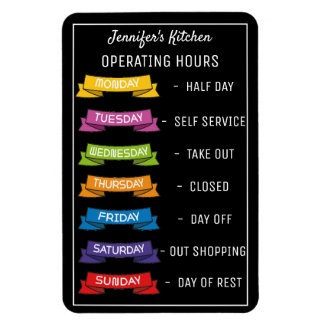 Personalised Name funny kitchen operating hours  M Magnet