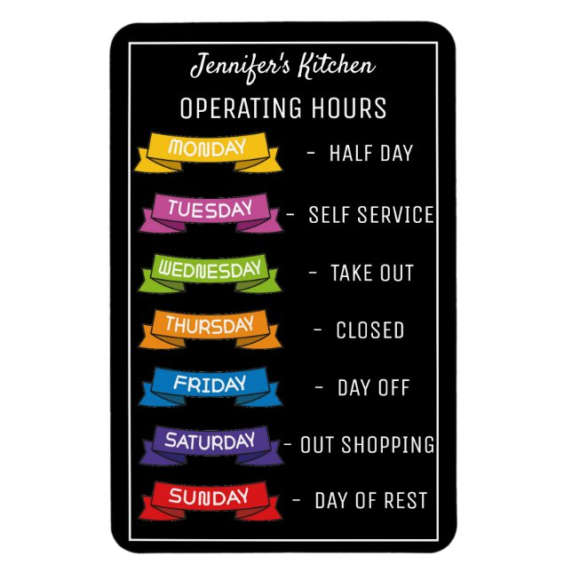 Personalised Name funny kitchen operating hours  M Magnet (Vertical)
