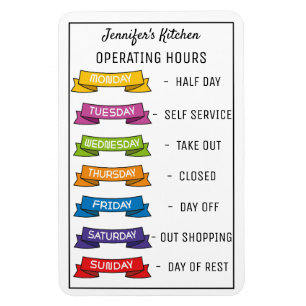 Personalised Name funny kitchen operating hours  Magnet