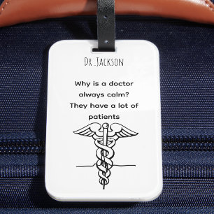 Personalised Name  funny  puns minimalist doctor Luggage Tag