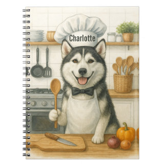 Personalised Name Funny Siberian Husky Dog Chef Notebook