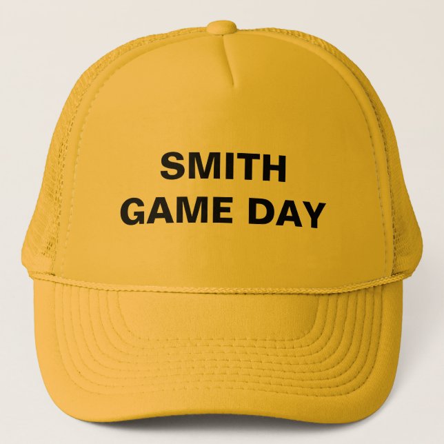 Personalised Name Game Day Yellow Trucker Hat (Front)