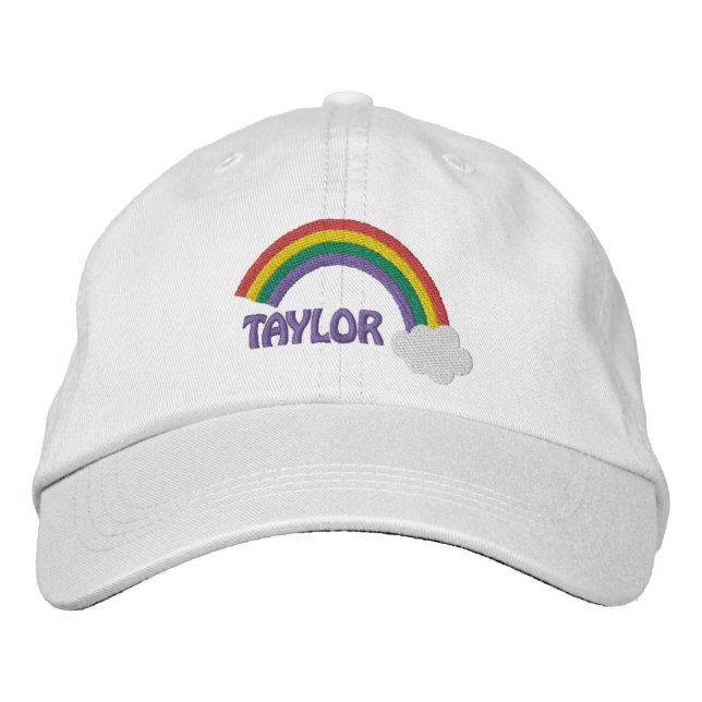 Personalised Name Gay Pride Rainbow Embroidered Hat (Front)