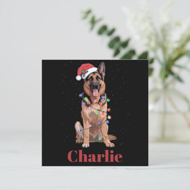 Personalised Name German Shepherd Christmas Dog Holiday Card (Standing Front)
