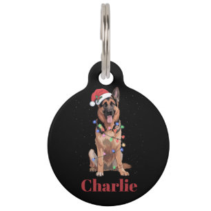 Personalised Name German Shepherd Christmas Dog Pet Tag
