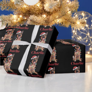 Personalised Name German Shepherd Christmas Dog Wrapping Paper