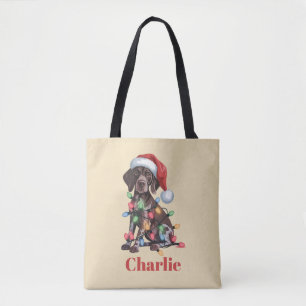 Personalised Name German Shorthaired Pointer Xmas Tote Bag