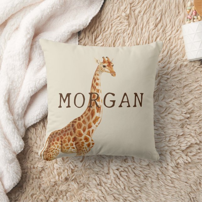 Personalised Name Giraffe Safari  Cushion (Blanket)