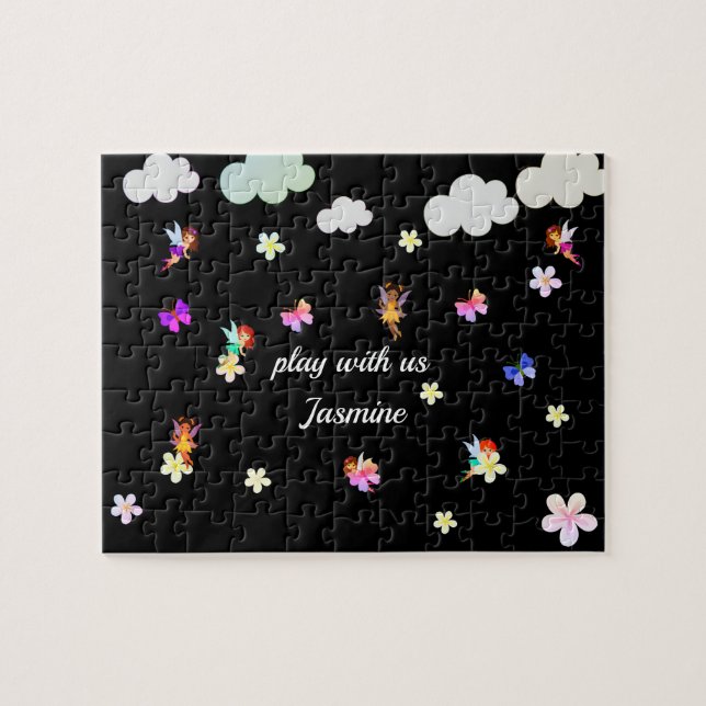 Personalised Name Girls Fairies Jigsaw Puzzle (Horizontal)