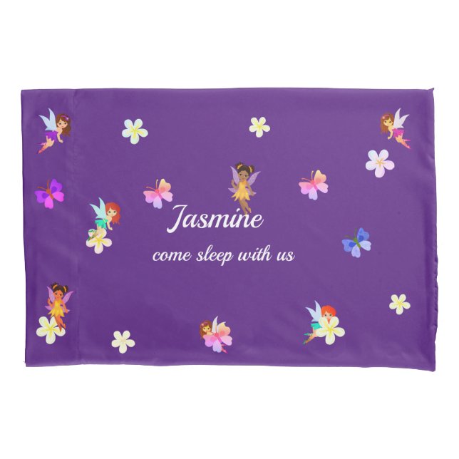 Personalised Name Girls Fairies Pillowcase (Front)