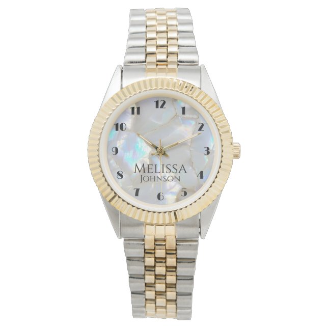 Personalised Name Girly Faux Opal  Watch (Front)