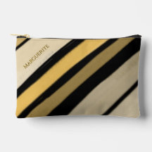 Personalised Name Gold Black Cream Stripes