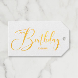 Personalised Name Gold Foil Happy Birthday Gift Tags