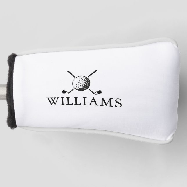 Personalised Name Golf Ball And Clubs Golf Head Cover (Front)