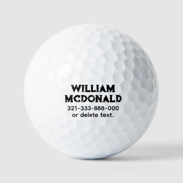 Personalised Name Golf Ball Template DISTRESSED 20 (Front)